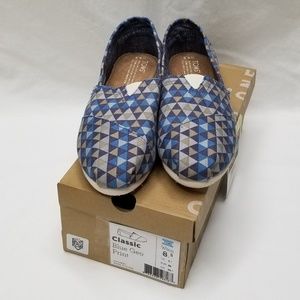 Toms Classic Slip On Flat Blue Geo Print 8.5